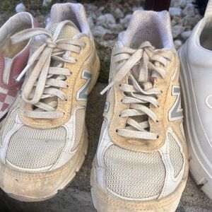 New Balance 990 Cream and White Athletic Shoes